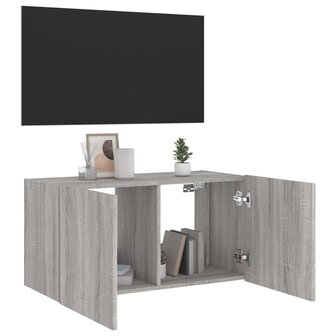 Tv-wandmeubel met LED-verlichting 80x35x41 cm grijs sonoma 7