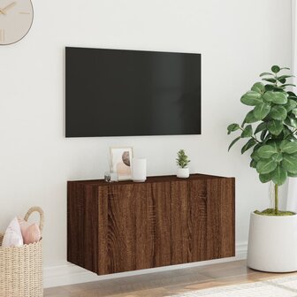 Tv-wandmeubel met LED-verlichting 80x35x41 cm bruin eikenkleur 5