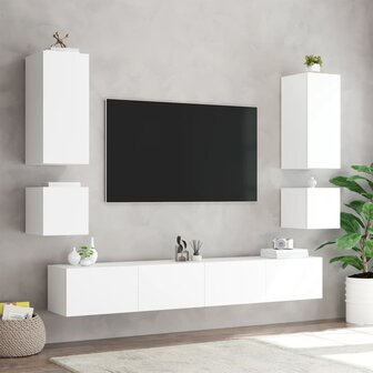 Tv-wandmeubel met LED-verlichting 100x35x41 cm wit 6