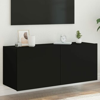 Tv-wandmeubel met LED-verlichting 100x35x41 cm zwart 1