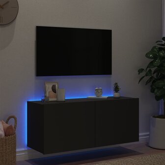 Tv-wandmeubel met LED-verlichting 100x35x41 cm zwart 4