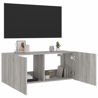 Tv-wandmeubel met LED-verlichting 100x35x41 cm grijs sonoma 7