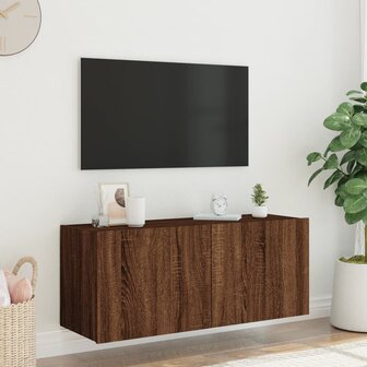 Tv-wandmeubel met LED-verlichting 100x35x41 cm bruineikenkleur 5