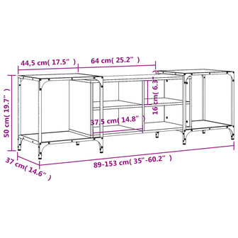 Tv-meubel 153x37x50 cm bewerkt hout grijs sonoma eikenkleurig 10