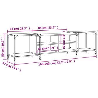 Tv-meubel 203x37x50 cm bewerkt hout sonoma eikenkleurig 10