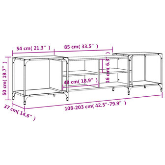 Tv-meubel 203x37x50 cm bewerkt hout gerookt eikenkleurig 10