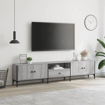 Tv-meubel met lade 200x25x44 cm bewerkt hout grijs sonoma eiken 3