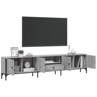 Tv-meubel met lade 200x25x44 cm bewerkt hout grijs sonoma eiken 4