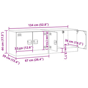 Tv-meubelen 2 st 67x39x44 cm staal zwart 12