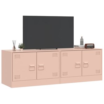 Tv-meubelen 2 st 67x39x44 cm staal roze 4