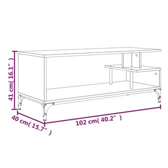 Tv-meubel 102x40x41 cm bewerkt hout en gepoedercoat staal zwart 10