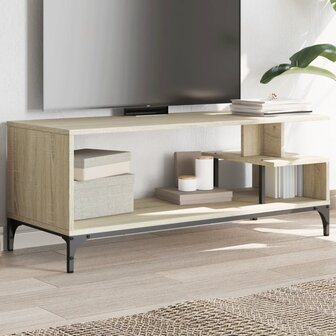 Tv-meubel 102x40x41 cm hout en gepoedercoat staal sonoma eiken 1