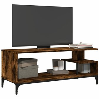 Tv-meubel 102x40x41 cm hout en gepoedercoat staal gerookt eiken 4