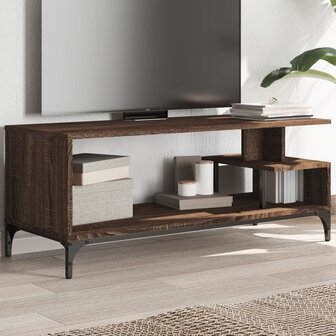 Tv-meubel 102x40x41 cm hout en gepoedercoat staal bruineiken 1