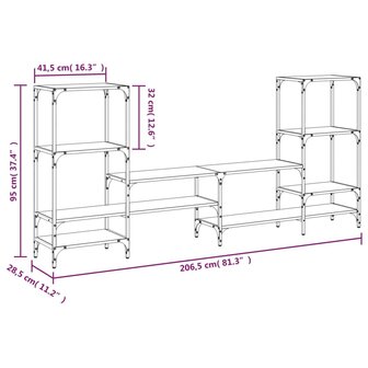 Tv-meubel 206,5x28,5x95 cm bewerkt hout zwart 10