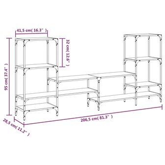 Tv-meubel 206,5x28,5x95 cm bewerkt hout gerookt eikenkleurig 10