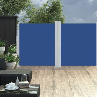 Windscherm uittrekbaar 140x600 cm blauw 1