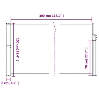 Windscherm uittrekbaar 100x300 cm bruin 10