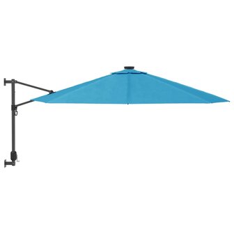 Wandparasol met LEDs 290 cm zeeblauw 4