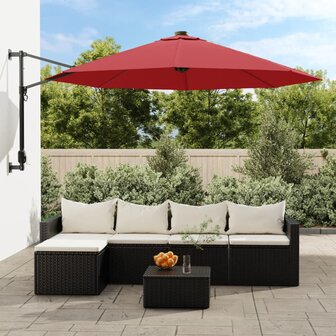 Wandparasol met LEDs 290 cm felrood 1