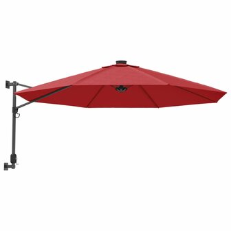 Wandparasol met LEDs 290 cm felrood 2