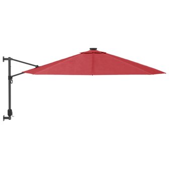 Wandparasol met LEDs 290 cm felrood 4