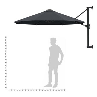 Wandparasol met metalen paal 300 cm antraciet 9