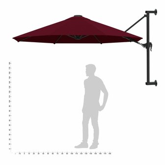 Wandparasol met metalen paal 300 cm bordeauxrood 9