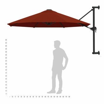 Wandparasol met metalen paal 300 cm terracottakleurig 9