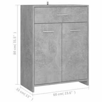 Badkamerkast 60x33x80 cm bewerkt hout betongrijs 9