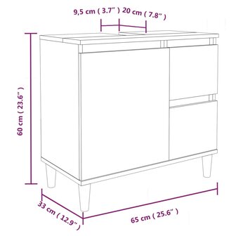 Badkamerkast 65x33x60 cm bewerkt hout grijs sonoma eikenkleurig 11