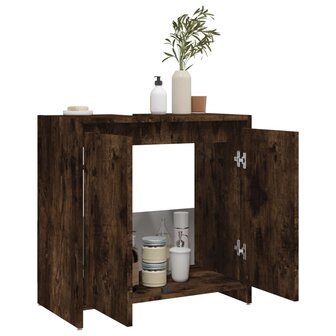 Badkamerkast 60x33x61 cm bewerkt hout gerookt eikenkleurig 4