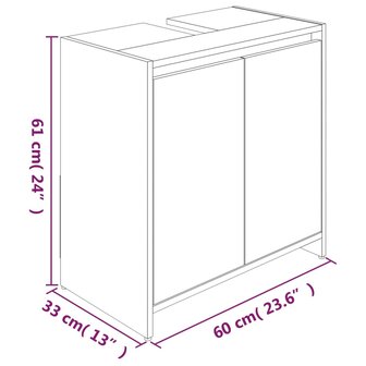 Badkamerkast 60x33x61 cm bewerkt hout gerookt eikenkleurig 11