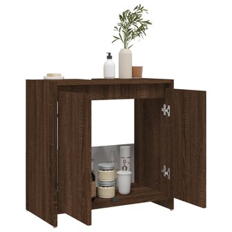 Badkamerkast 60x33x61 cm bewerkt hout bruin eikenkleur 4