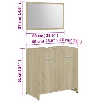 Badkamermeubelset bewerkt hout sonoma eiken 8