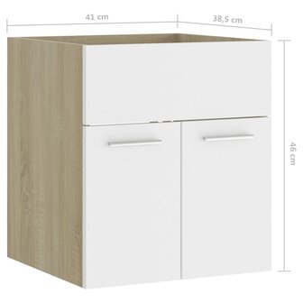 Wastafelkast 41x38,5x46 cm bewerkt hout wit en sonoma eiken 8