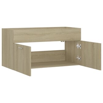 Wastafelkast 90x38,5x46 cm bewerkt hout sonoma eikenkleurig 7