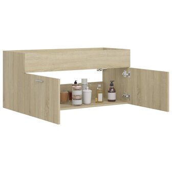 Wastafelkast 100x38,5x46 cm bewerkt hout sonoma eikenkleurig 4