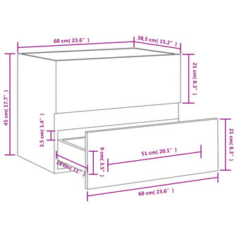 Wastafelkast 60x38,5x45 cm bewerkt hout wit 7