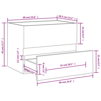 Wastafelkast 60x38,5x45 cm bewerkt hout zwart 7