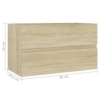 Wastafelkast 80x38,5x45 cm bewerkt hout sonoma eikenkleurig 7