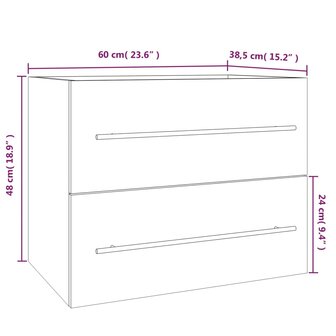 Wastafelkast 60x38,5x48 cm bewerkt hout gerookt eikenkleurig 9