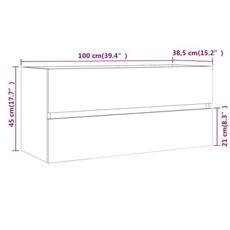 Wastafelkast 100x38,5x45 cm bewerkt hout grijs sonoma eiken 8