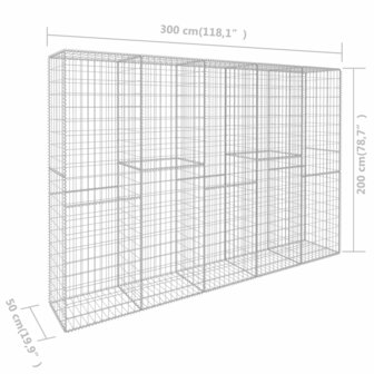 Schanskorfmuur met deksel 300x50x200 cm gegalvaniseerd staal 6