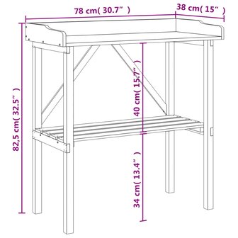 Plantentafel met schap 78x38x82,5 cm vurenhout bruin 9