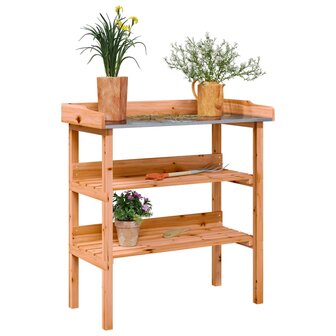 Plantentafel met schappen 78x38x82,5 cm vurenhout bruin 1