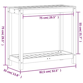 Oppottafel met schap 82,5x35x75 cm massief grenenhout 10