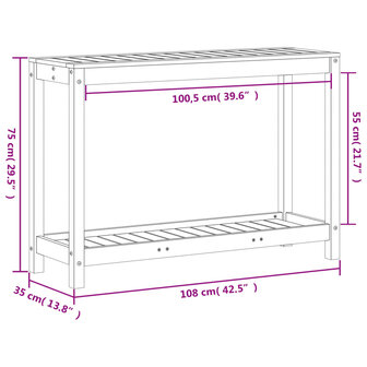 Oppottafel met schap 108x35x75 cm massief douglashout 10