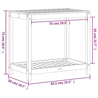 Oppottafel met schap 82,5x50x75 cm massief douglashout 10