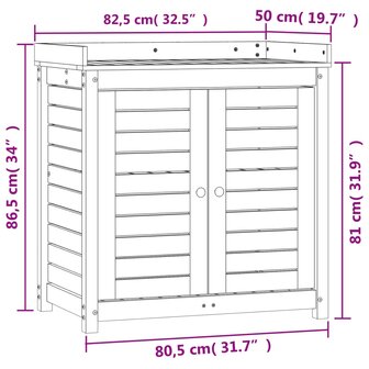 Oppottafel met schappen 82,5x50x86,5 cm massief grenenhout 10